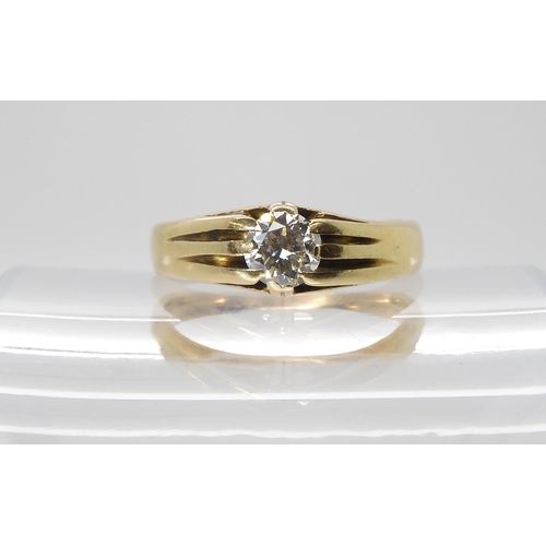 716 - A BRIGHT YELLOW METAL DIAMOND SOLITAIRE RING set with a estimated approx 0.60ct brilliant cut diamon... 