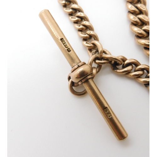 787 - A 9CT ROSE GOLD TAPERED FOB CHAINhallmarked to every link, made by Fattorini & Sons. Length 32cm... 