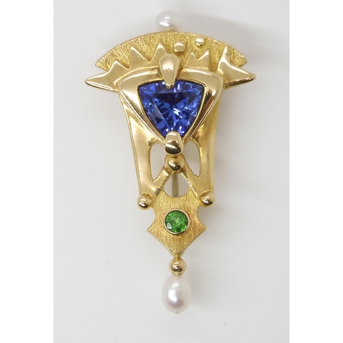 789 - AN AMERICAN LATE 20TH CENTURY DESIGNER GOLDSMITH BROOCHmade by Elizabeth Nels Nelson, Ann Arbour, Mi... 