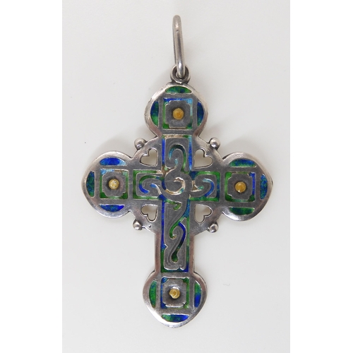 828 - A SILVER AND ENAMEL MURRLE BENNETT & CO CROSSwith four central pierced heart motifs, the recesse... 