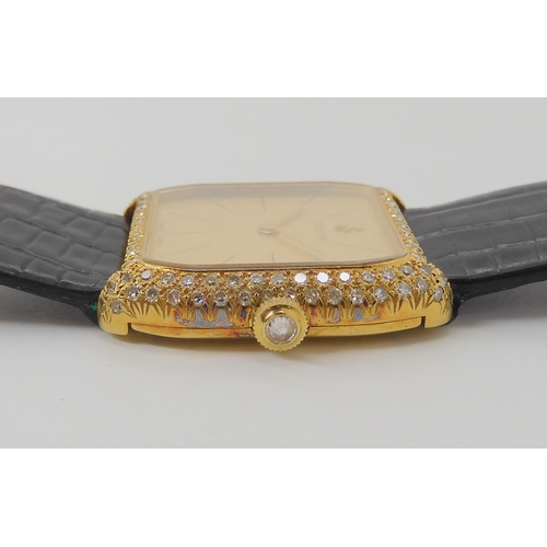 876 - AN 18K GOLD LADIES DIAMOND SET CORUM WRISTWATCHwith gold coloured Corum logo dial, and gold coloured... 