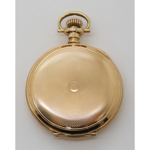 888 - A LADIES 14K GOLD ELGIN FOB WATCHwith pink and white enamelled dial with French gold transfer detail... 