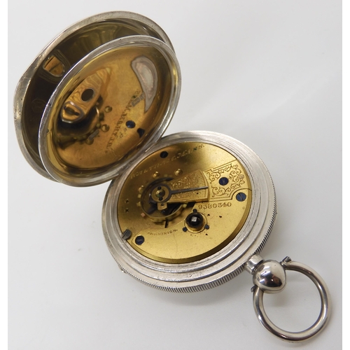 895 - A SILVER WALTHAM OPEN FACE POCKET WATCH WITH MINERS CASE Waltham has good Birmingham hallmarks for 1... 