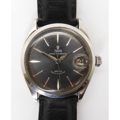 897 - A GENTS TUDOR PRINCE OYSTERDATE ROTOR SELF WINDING WRISTWATCH with brushed grey dial, engraved brigh... 