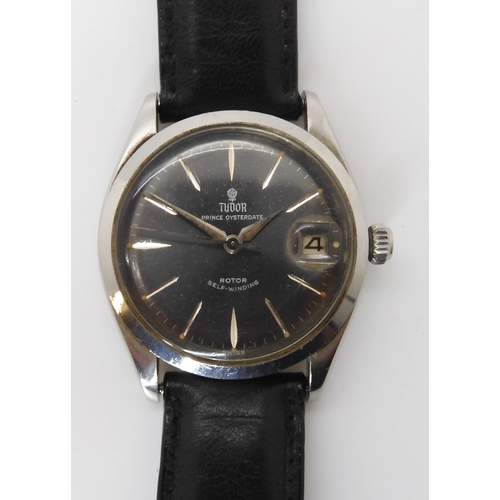 897 - A GENTS TUDOR PRINCE OYSTERDATE ROTOR SELF WINDING WRISTWATCH with brushed grey dial, engraved brigh... 