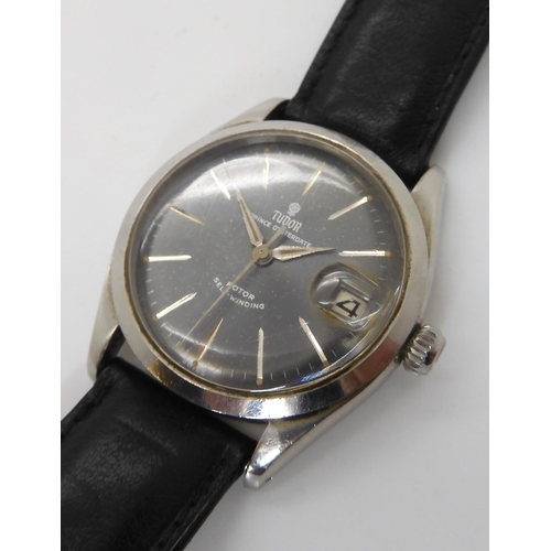 897 - A GENTS TUDOR PRINCE OYSTERDATE ROTOR SELF WINDING WRISTWATCH with brushed grey dial, engraved brigh... 