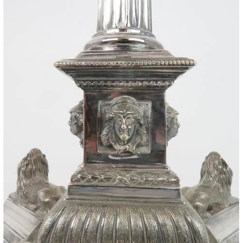 903 - A SILVER PLATED FLUTED COLUMN LAMPBASE by Joseph Rodgers & Sons, Sheffield. modelled after Nelso... 