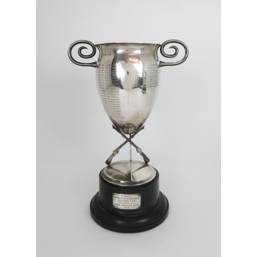 924 - A SILVER SHOOTING TROPHY CUPmaker's marks RG, Birmingham 1934, of inverted pear shape with flaring l... 