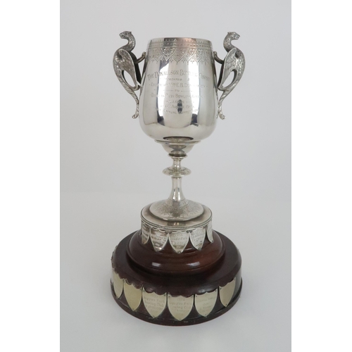 925 - A SILVER BOWLING TROPHY CUPby Richards & Brown, London 1872. of tapering cylindrical form with e... 