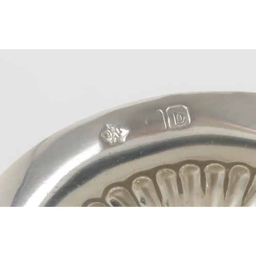 927 - A SILVER TEA CADDYunclear maker's marks London 1901 of oval form with hinged cover and half ribbed b... 