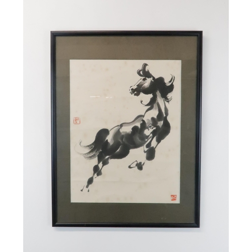 209 - TWO CHINESE SCROLL PAINTINGS one with a figure crossing a river bridge, 107cm x 41cm, another with i... 