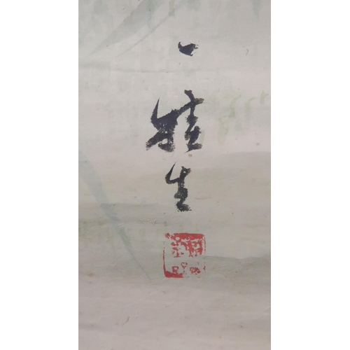 210 - NINE CHINESE SCROLL PAINTINGS painted with birds and foliage, in sizes, 56cm wide (9)... 