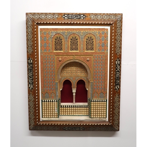 262 - A MARBLE AND PAINTED GESSO ALHAMBRA PLAQUEpolychrome and gilt within an inlaid frame, signed, Enriqu... 