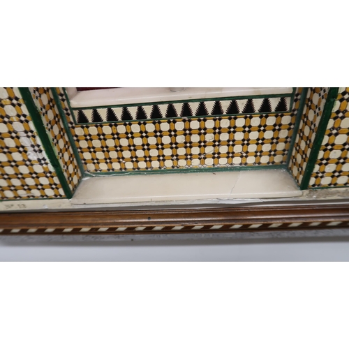 262 - A MARBLE AND PAINTED GESSO ALHAMBRA PLAQUEpolychrome and gilt within an inlaid frame, signed, Enriqu... 