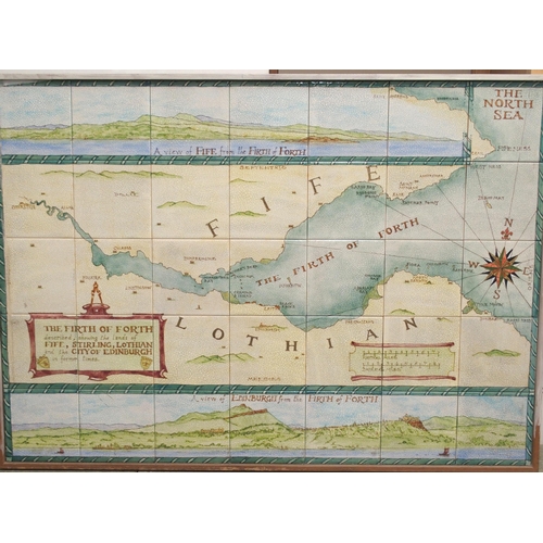 576 - THE FIRTH OF FORTH CERAMIC TILE PICTUREdescribed, showing the lands of Fife, Stirling, Lothian and t... 