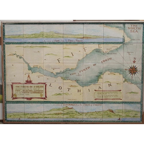 576 - THE FIRTH OF FORTH CERAMIC TILE PICTUREdescribed, showing the lands of Fife, Stirling, Lothian and t... 