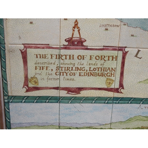 576 - THE FIRTH OF FORTH CERAMIC TILE PICTUREdescribed, showing the lands of Fife, Stirling, Lothian and t... 