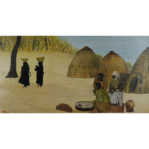 1139 - Wm J CANNON (SCOTTISH) GOING SHOPPING, AFRICA Oil on canvas panel, signed lower left, date... 