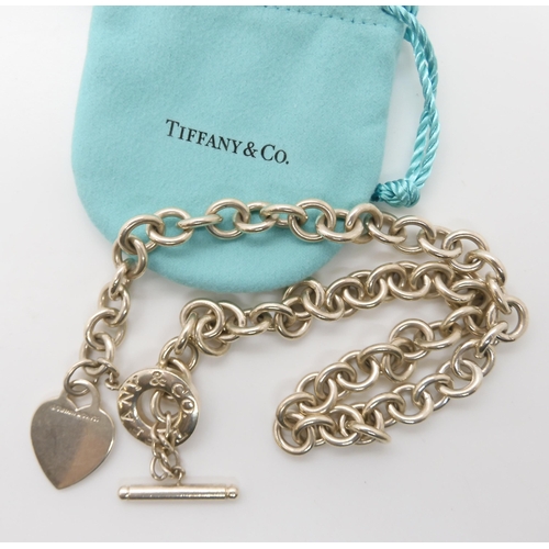 A silver Tiffany heart necklace, full T&Co silver hallmarks London