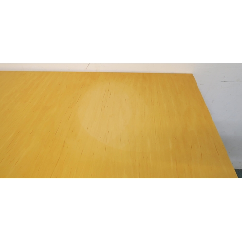 69 - A 20th century French casino roulette table produced by Caro of Paris with shaped baize top, mahogan... 