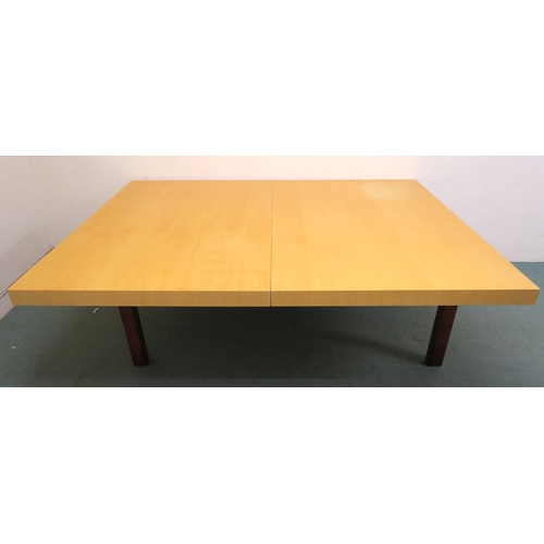 69 - A 20th century French casino roulette table produced by Caro of Paris with shaped baize top, mahogan... 