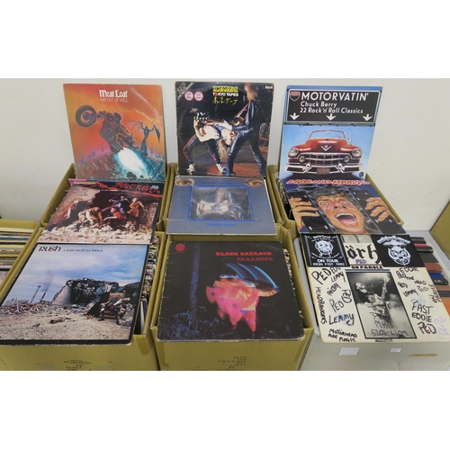 609 - A lot of prog rock, rock, blues, pop and new wave vinyl LP records with Taurus, Rush, Roxy Music, Th...