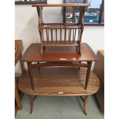 105 - A contemporary elm and beech Ercol coffee table, stained teak G Plan coffee table and a Elm and beec... 