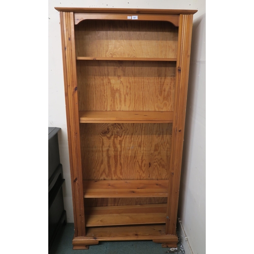 107 - A contemporary pine open bookcase, 189cm high x 91cm wide x 30cm deep 