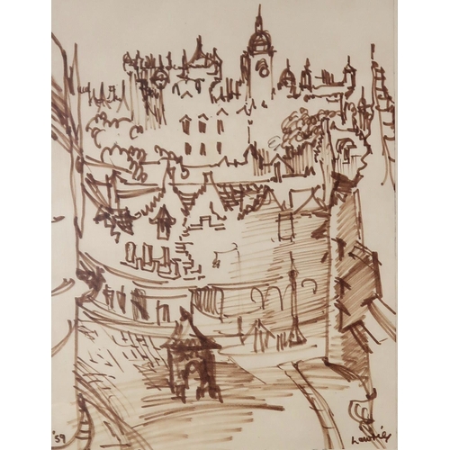 1070 - HAMISH LAWRIE (SCOTTISH 1919-1987)CITY VIEW Felt pen on paper, signed lower right, dated (59), 40 x ... 