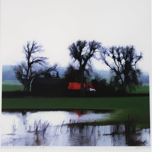 1075 - SCOTTISH SCHOOL FLOODED FIELDS NEAR KINROSSPhotographic print, signed lower right, titled, date... 