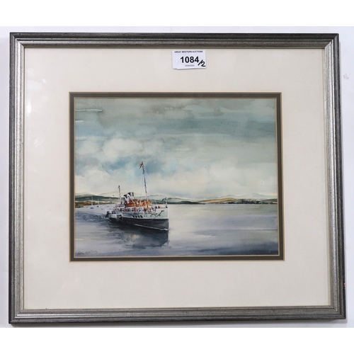 1084 - RON WILSON (SCOTTISH 1939)WAVERLEY APPROACHING MILLPORTWatercolour, signed lower left, 18 x 23Title ... 