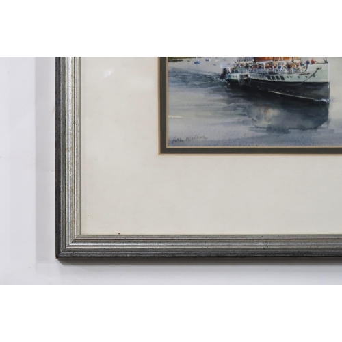 1084 - RON WILSON (SCOTTISH 1939)WAVERLEY APPROACHING MILLPORTWatercolour, signed lower left, 18 x 23Title ... 