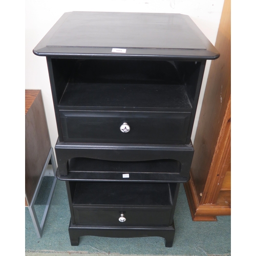 109 - A pair of mid 20th century Stag bedside cabinets both painted black with replacement handles (2)