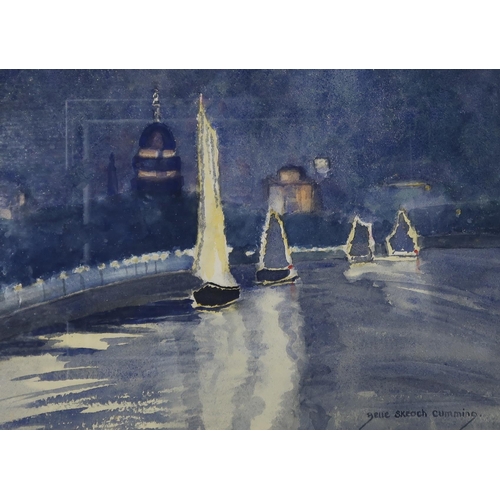 1099 - BELLE SKEOCH CUMMING (1888-1964)SAILING BOATS IN THE NIGHT Watercolour on paper, signed lower r... 