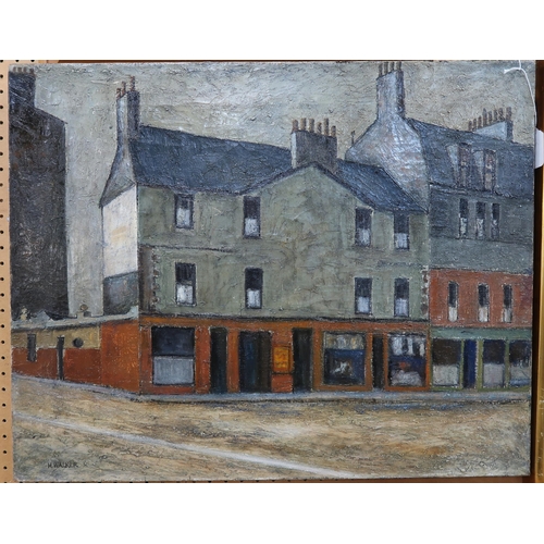 1100 - H WALKERSTREET CORNER Oil on canvas, signed lower left, 48 x 60cm