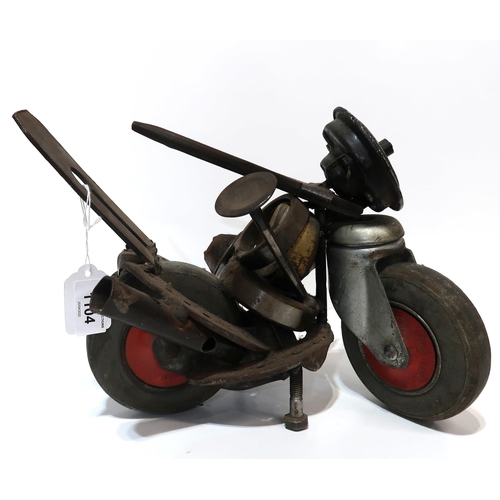 1104 - WILLEM CERNEUS (DUTCH b.1932)MOTO RED WHEELSMetal, 32cm (length)