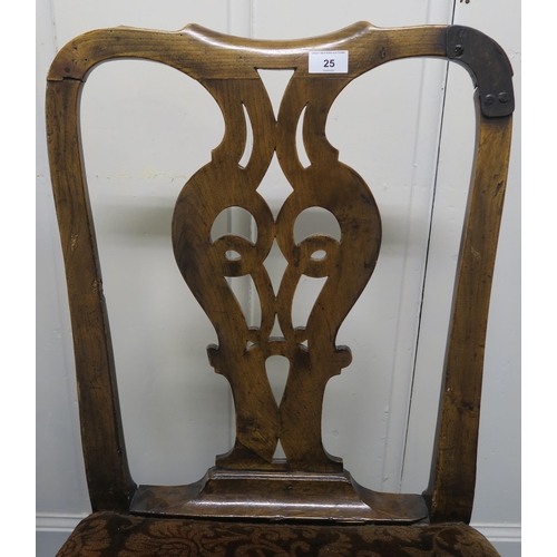 25 - Two Georgian-style dining chairs, both with scrolled back splats, one on square legs, the other on s... 