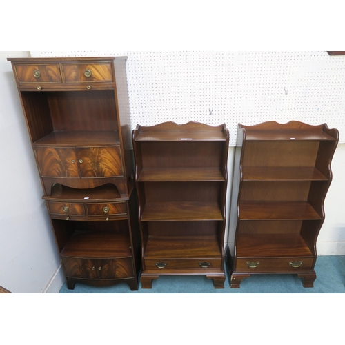 70 - A pair of 20th century mahogany bedside cabinets and a pair of 20th century mahogany open bookcases ... 