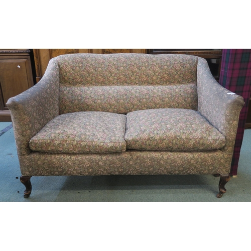 85 - A late Victorian floral upholstered two seater settee, 82cm high x 125cm wide x 82cm deep