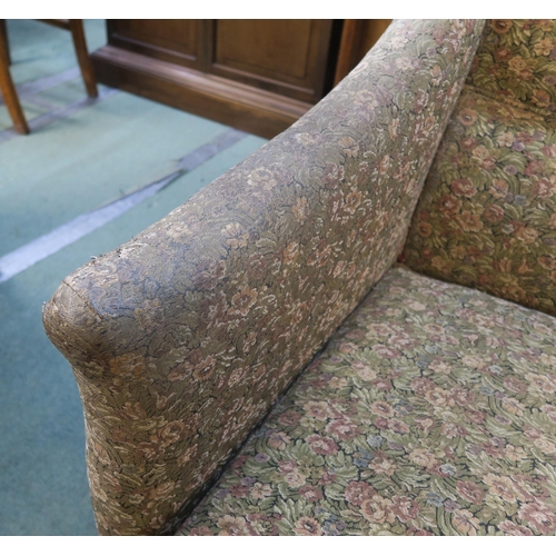 85 - A late Victorian floral upholstered two seater settee, 82cm high x 125cm wide x 82cm deep