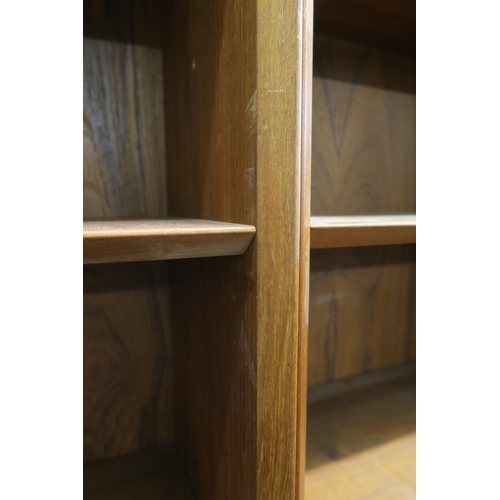 97 - A pair of mid 20th century teak Danish open bookcases, 183cm high x 50cm wide x 30cm deep (2)