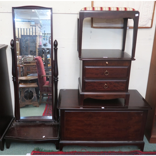 99 - A lot assorted mid 20th century stag furniture to include blanket chest, two drawer bedside table, u... 