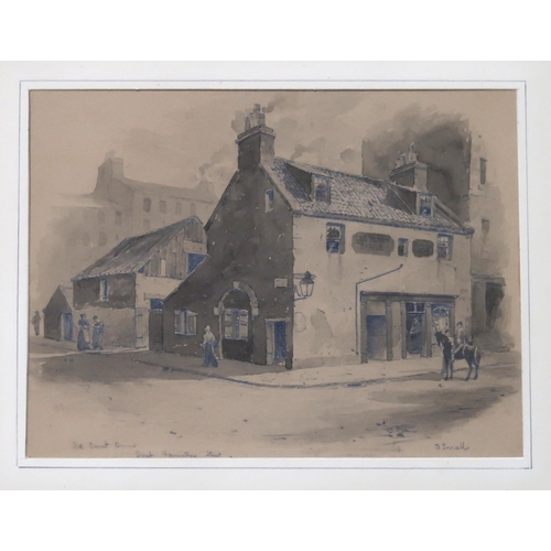 959 - DAVID SMALL Old Barns Pub, London Road, Glasgow, signed, watercolour and pencil, 16 x 20cm and ... 