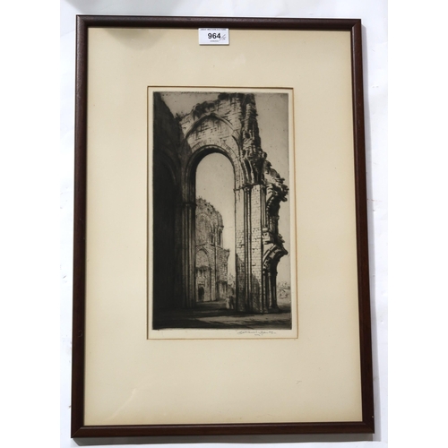 964 - NATHANIEL SPARKS Malmesbury Abbey, signed, etching,32 x 18cm and WILHELM PECH Four composers, s... 