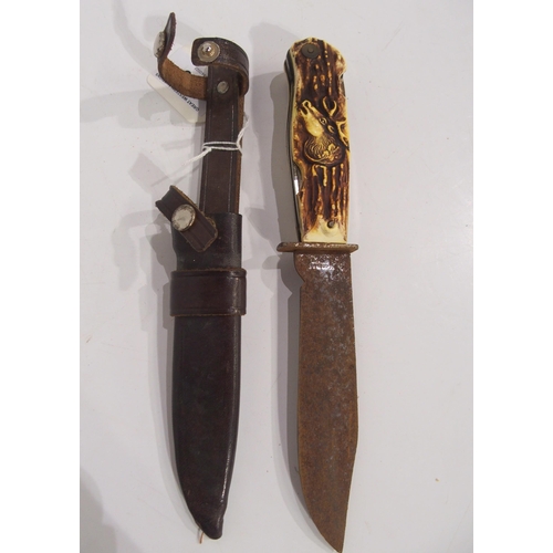 506 - A German hunting knife, blade rusty