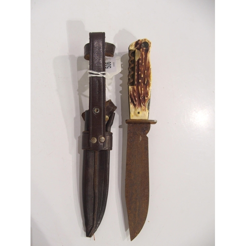 506 - A German hunting knife, blade rusty