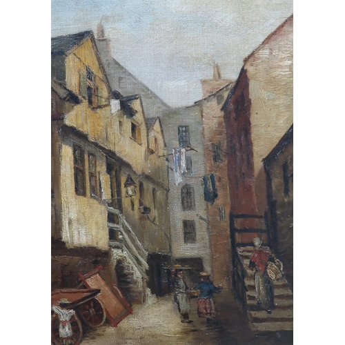 899 - SCOTTISH SCHOOL Street scene, oil on canvas, 36 x 27cm