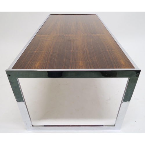 111 - A MID 20TH CENTURY ROSEWOOD AND CHROME HOWARD MILLER FOR MDA COFFEE TABLE 42cm high x 115cm long x 5... 