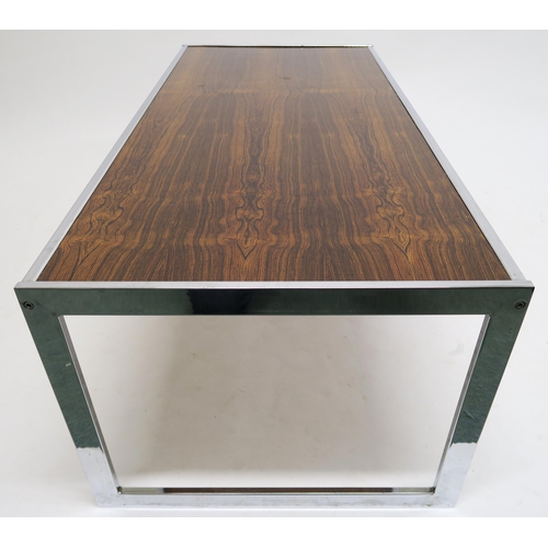 111 - A MID 20TH CENTURY ROSEWOOD AND CHROME HOWARD MILLER FOR MDA COFFEE TABLE 42cm high x 115cm long x 5... 