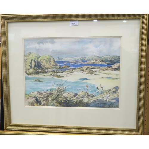 801 - ALEX MACPHERSON Shore near Fionnphort, signed, watercolour, 32 x 44cm and another (2)... 